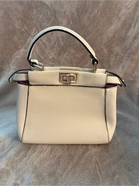 Fendi Peakaboo Mini Top-Handle Bag with hot pink leather interior
